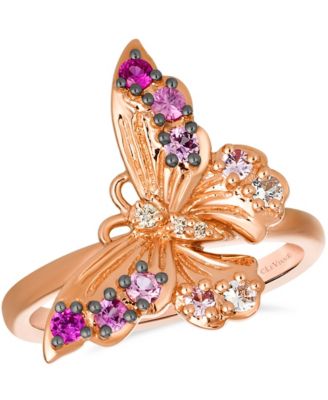 White Sapphire (3/50 ct. t.w.), Pink Sapphire (33/100 ct. t.w.) & Nude Diamond (1/50 ct. t.w.) Ring in 14k Strawberry Gold