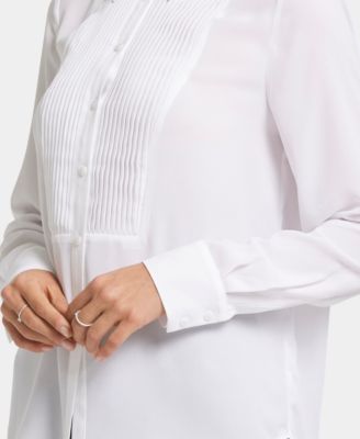 Women's Tuxedo Long Sleeve Collared Top
