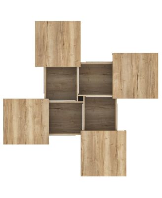Square Veneer Coffee Table Sliding Top with Storage in Natural Wood Grain 39.4"