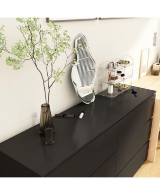 6-Drawers Black Wood Chest of Drawer Cabinet Organizer