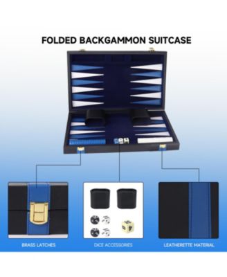 Premium Leather Backgammon Board Game Set, Backgammon Game Set with Leather Case