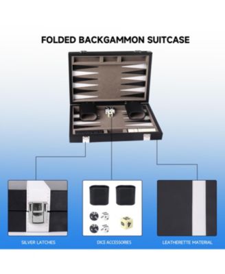 Premium Leather Backgammon Board Game Set, Backgammon Game Set with Leather Case