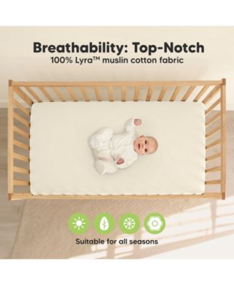 Lyra Muslin Crib Sheets for Boys, Girls, 2pk 52x28 Cotton Baby Crib Mattress Sheets Fitted, Soft, Breathable