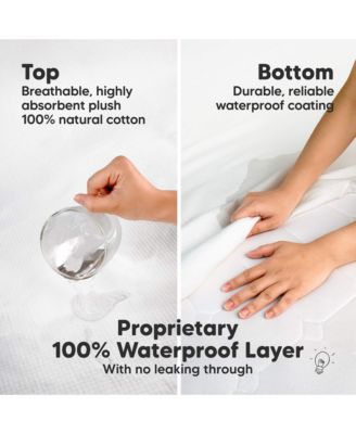 2-Pack Protect+ Waterproof Crib Mattress Protector Covers, Quin Quilted Cotton Baby Mattress Topper, Toddler Crib Sheets
