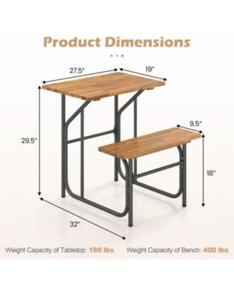 Acacia Wood Patio Picnic Table with Attached Bench Seat