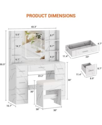 "LED Dresser with Mirror & Power Outlet for Bedrooms, Easy Assembly"