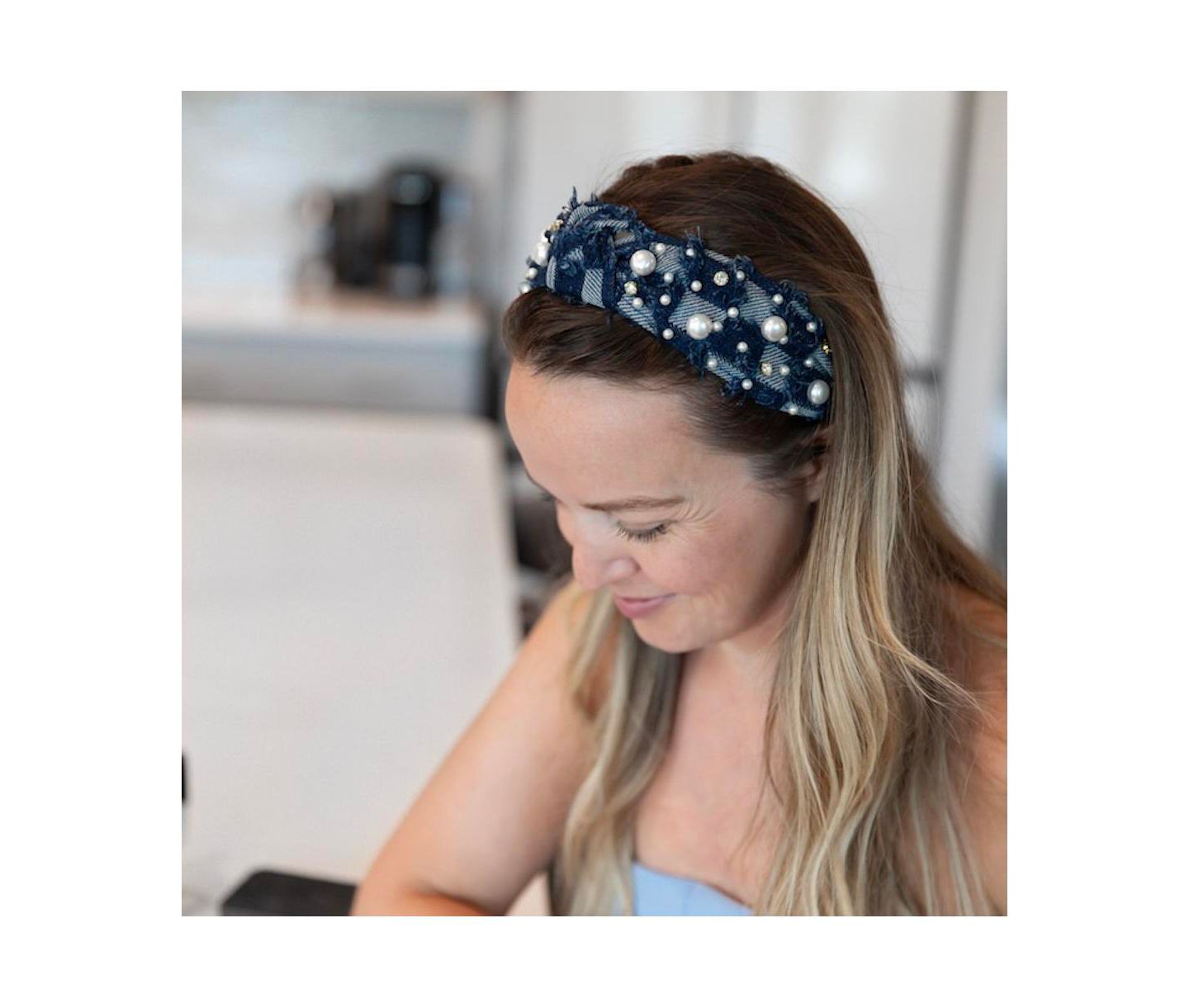 Женские аксессуары для волос Headbands of Hope Embellished Top Knot Headband - Patchwork Denim — фото 7