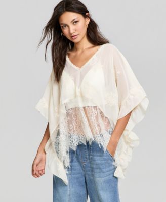 Women's Embroidered Woven Poncho