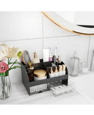  Makeup Organizer with 6 Sections & 2 Drawers for Desk, Bathroom, & Bedroom