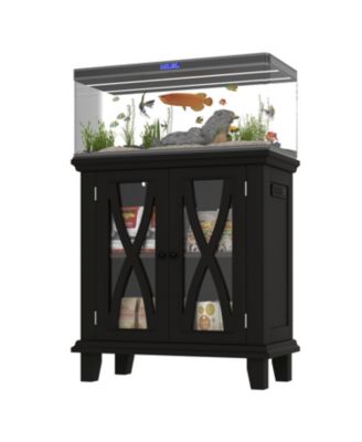 20 Gallon Aquarium Stand with Power Outlets & Cabinet,Farmhouse Tank Stand