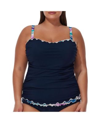 Women's Canva Shirred Underwire Tankini Top