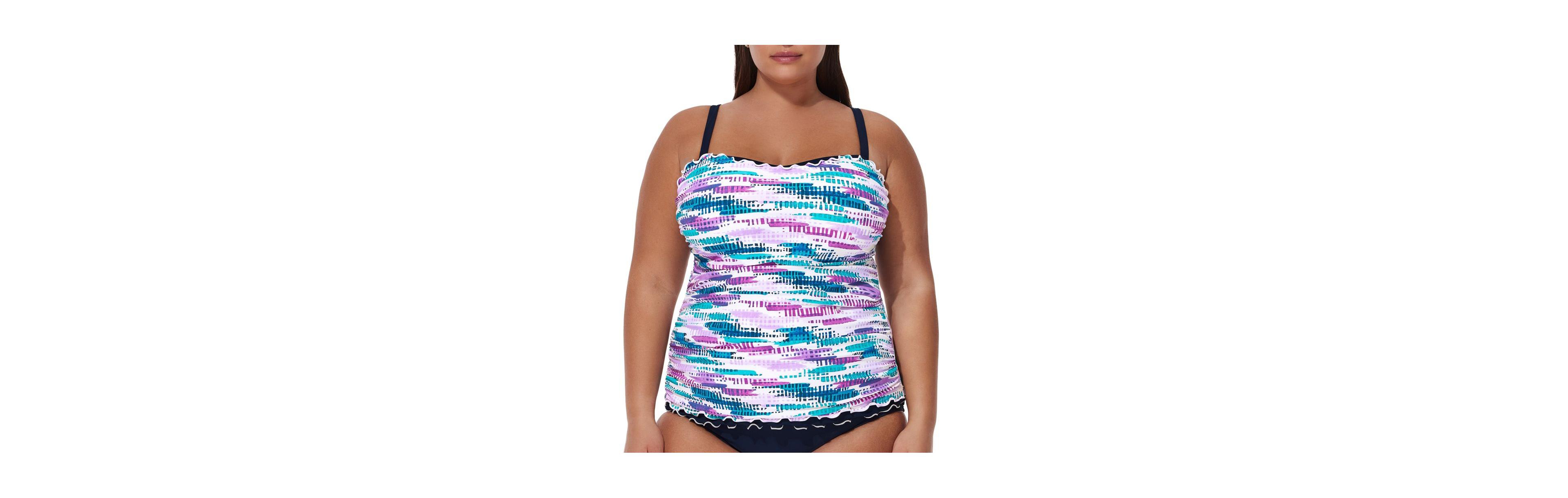 Profile by Gottex Womens Canva Plus Size Shirred Underwire Tankini Top - Plus Size/Full Figure
