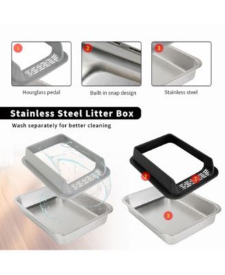 Stainless Steel Cat Litter Box in Black, Large Anti-Rust & Odor Control