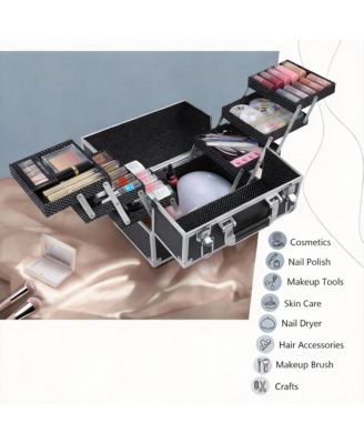6-Tier  Makeup Organizer with Lockable Travel Case