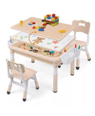 Kids Table and Chair Set, Activity Desk for Drawing, Building Blocks, and Play, Pink