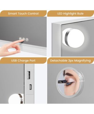 Vanity Mirror with Lights, Equipped with 17 Adjustable LED Lights, Featuring 3X Magnification, Smart Touch Controls with Three Adjustable Color