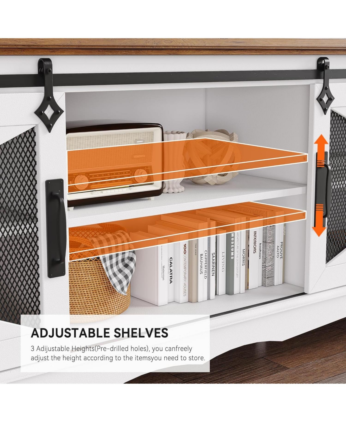 gaomonFarmhouse Tv Stand for 70 Inch Tv, Industrial & Farmhouse Media Entertainment Center with Storage