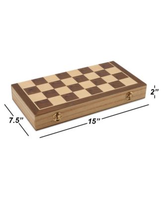 15" Wooden Chess Game Set, Folding Chess Board Set with 32 Chessmen & Storage Box