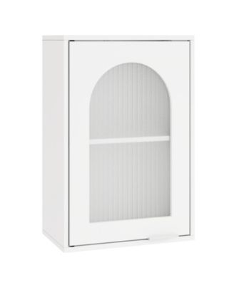 Bathroom Wall Storage Cabinet with Tempered Glass Door and Adjustable Shelf