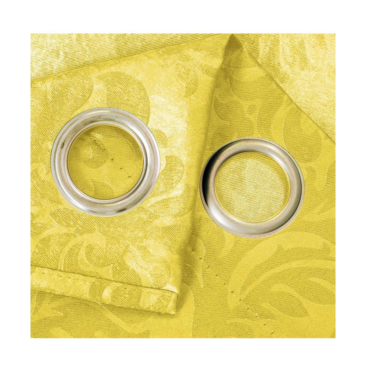 Olivia Gray Dixon Embossed Damask Pattern Blackout Grommet Panel - 52x90", Yellow