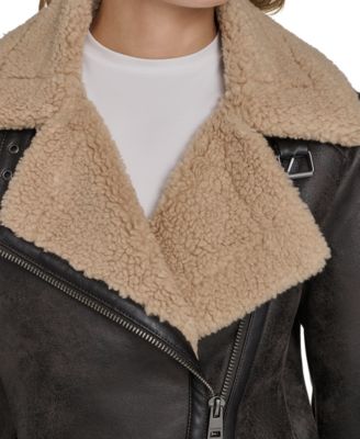 Women's Faux Shearling Asymmetrical Moto Jacket