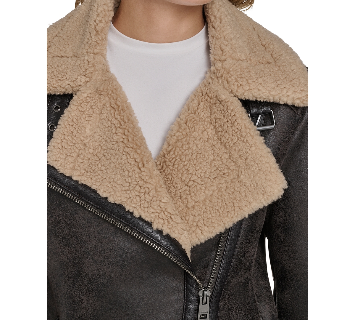 Levi's Women's Faux Shearling Asymmetrical Moto Jacket