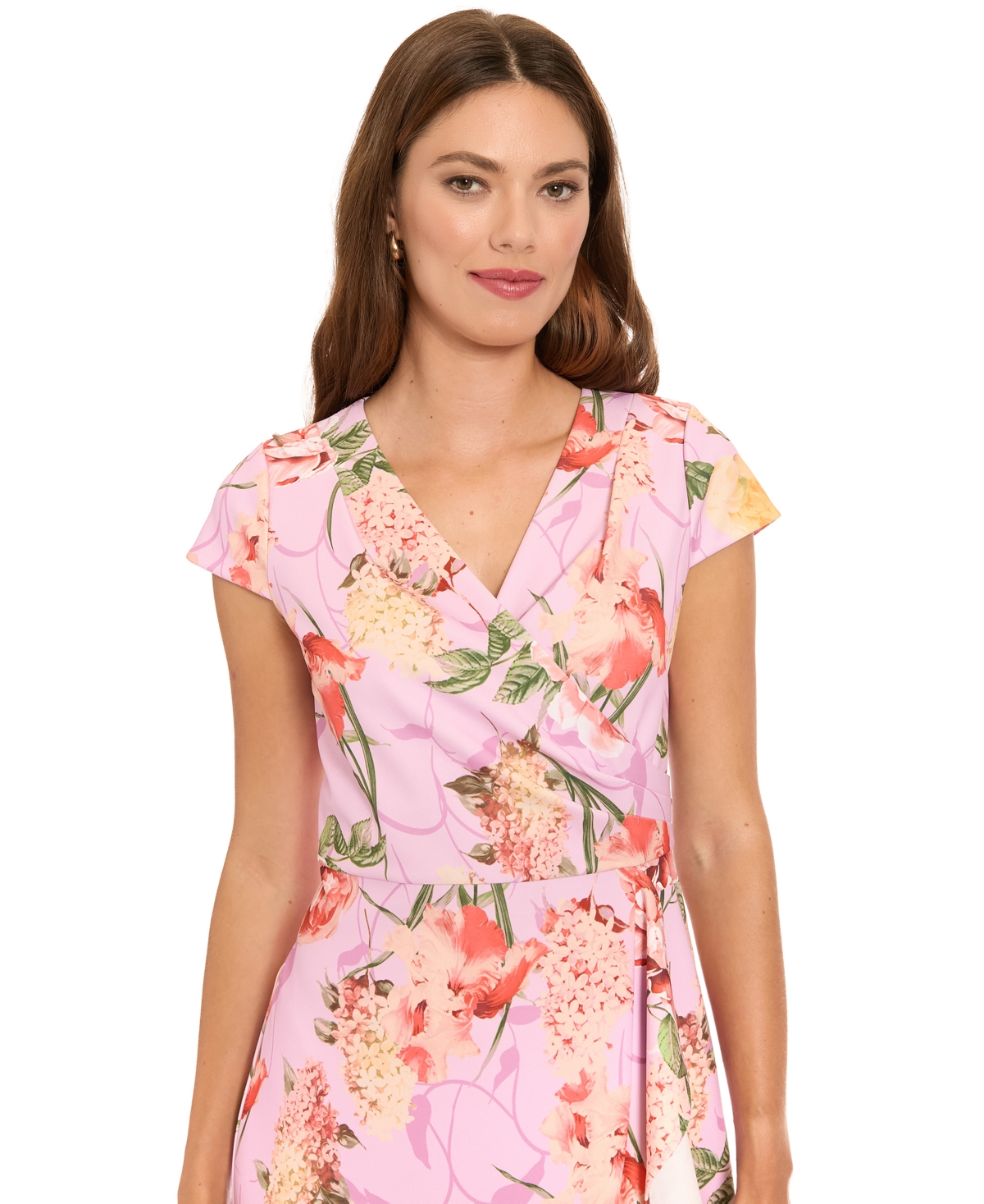 London Times Women's Flounce-Hem Ruffle Wrap Dress