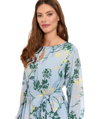 Women's Bishop-Sleeve Sash Belt Short Dress