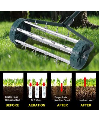 Rolling Garden Lawn Aerator Roller Home Grass Steel Handle