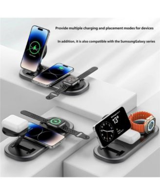 Foldable Wireless Charger with Charging Port - Magnetic 3-in-1 Charging Station, Watch and Earphone for Desktop