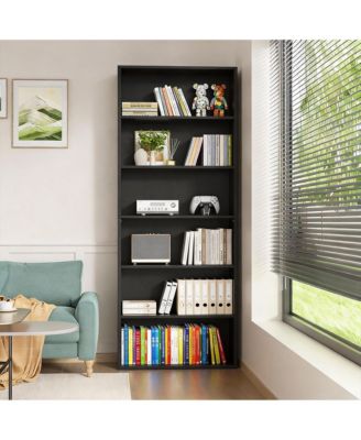 6-Tier Wood Bookshelf for Home Office Living Room Bedroom