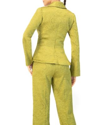 Women's Collarless Paisley Blazer with Back Zipper