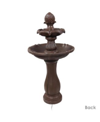 46" Outdoor 2-Tier Pineapple Solar Water Fountain with Battery Backup