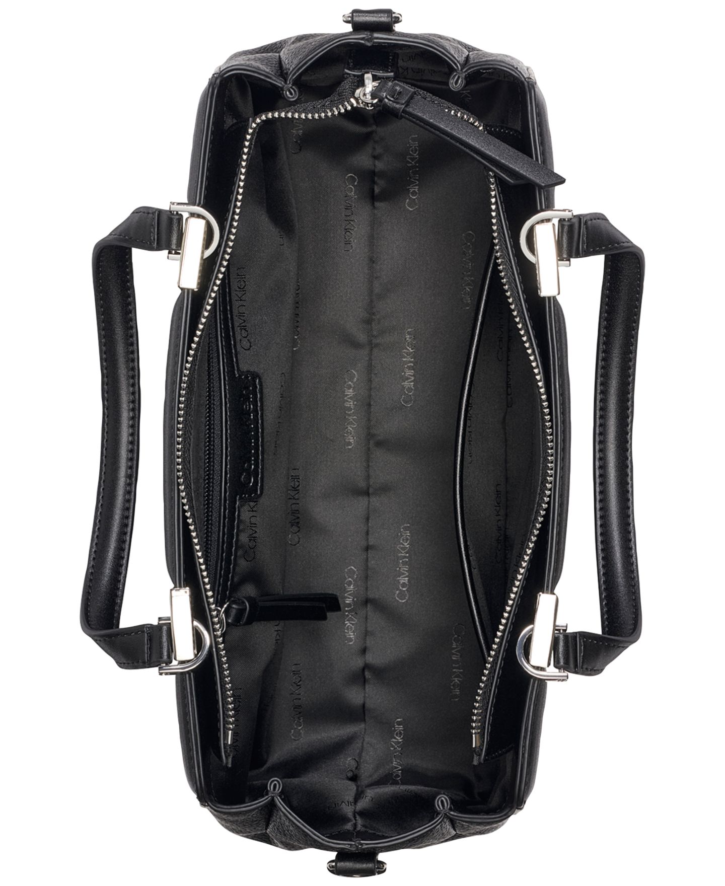 Женская сумка Calvin Klein Jean Signature Top Zipper Satchel with Removable Hangoff, цвет: Чёрный разноцветный — фото 4