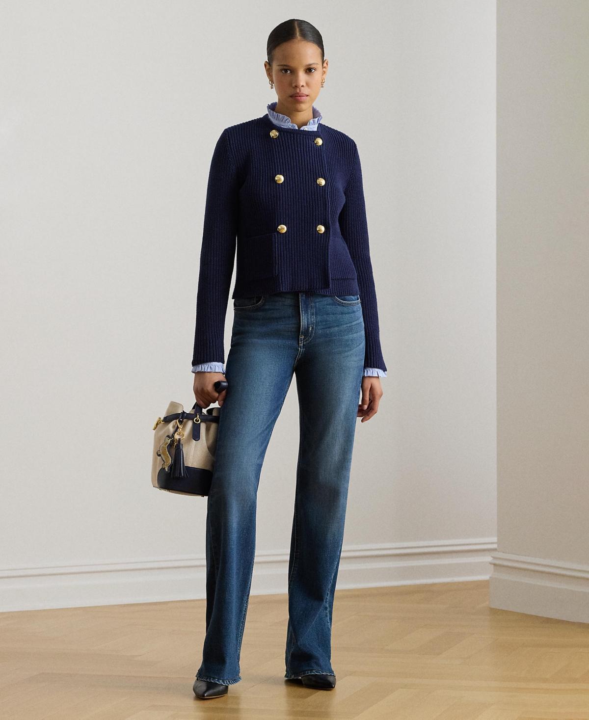 Lauren Ralph Petite High-Rise Straight Wide-Leg Jeans