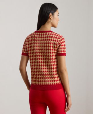 Petite Eyelah Houndstooth Short-Sleeve Sweater