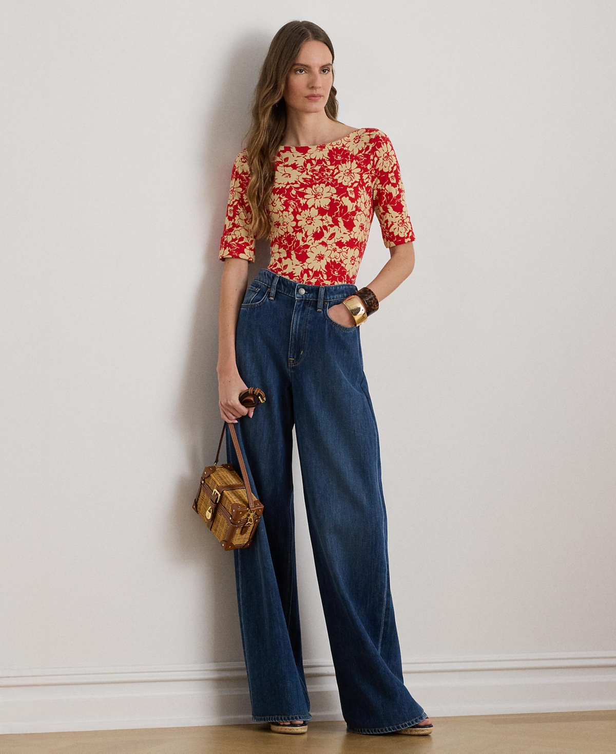 Lauren Ralph Petite Judy Floral Boat Neck T-Shirt