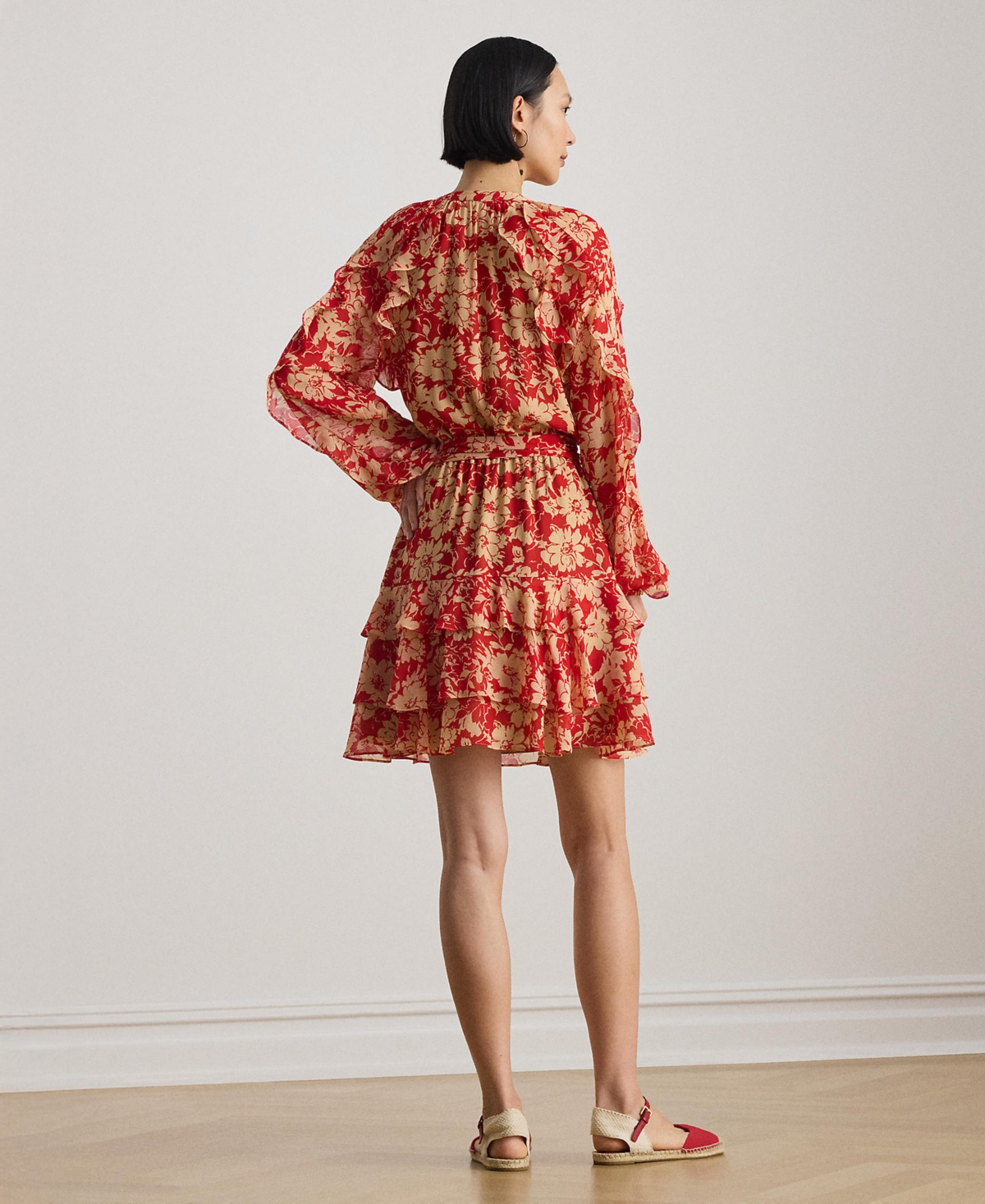 Lauren Ralph Petite Jalalie Print Ruffle-Trim Tiered Dress