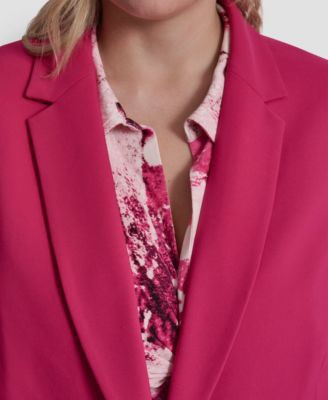 Plus Size 1-Button Ruched-Sleeve Blazer