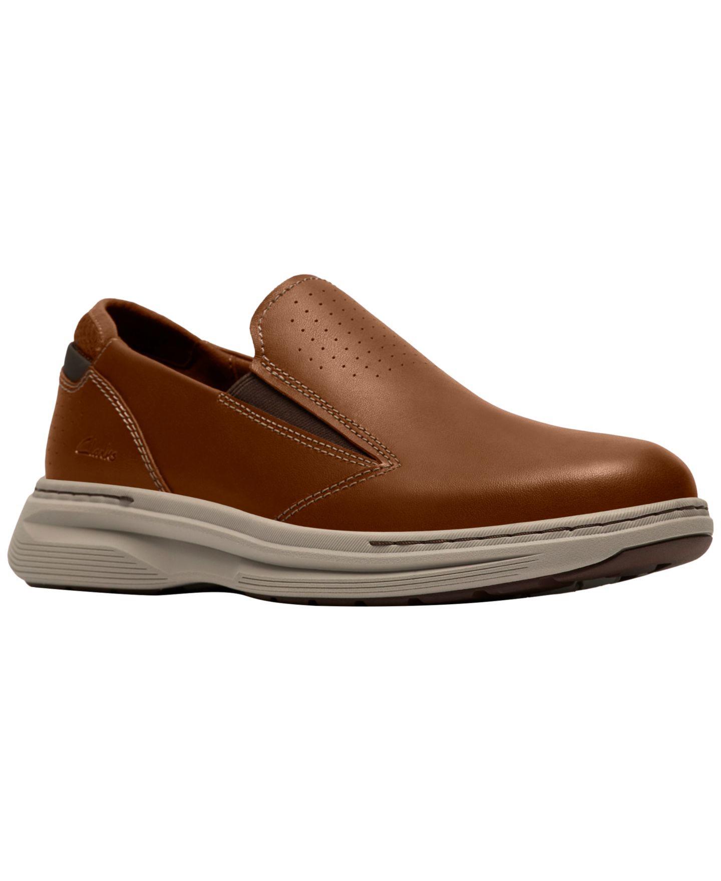 Мужские туфли Clarks Craftwell Round-Toe Slip-On, цвет: Рыжевато-коричневый кожаный — фото 1