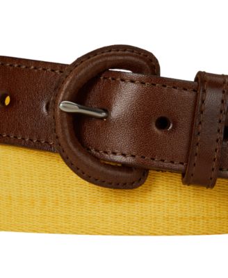 Men's Webbed Cotton & Leather Belt