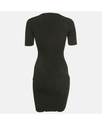 Women's Black Rib Knit Cut-Out Bodycon Dress