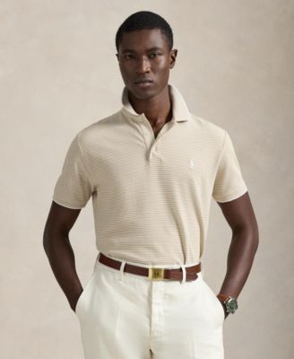 Men's Striped Stretch Mesh Polo Shirt