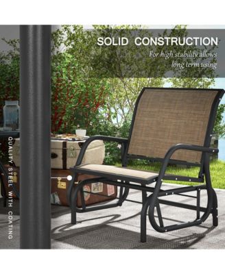 Light Mixed Brown Outsunny Porch Glider Set of 2 Metal Frame Mesh Fabric Curved Armrests for Garden Poolside Backyard Balcony