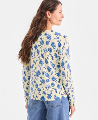 Women's Printed Button-Front Cardigan