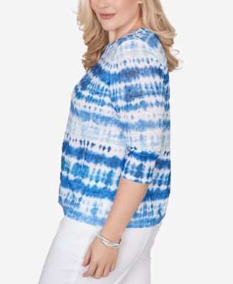 Petite The Royal Treatment Tie Dye Biadere Knotted Crew Neck Top