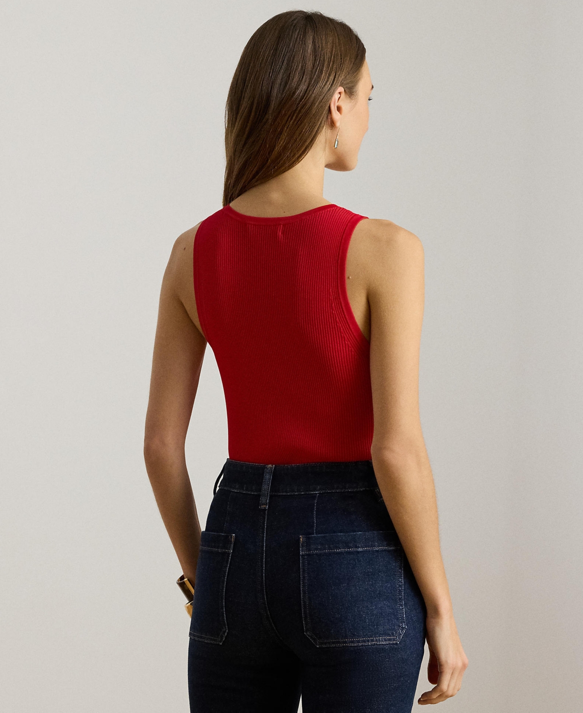 Lauren Ralph Petite Shilcant Rib-Knit Sleeveless Sweater