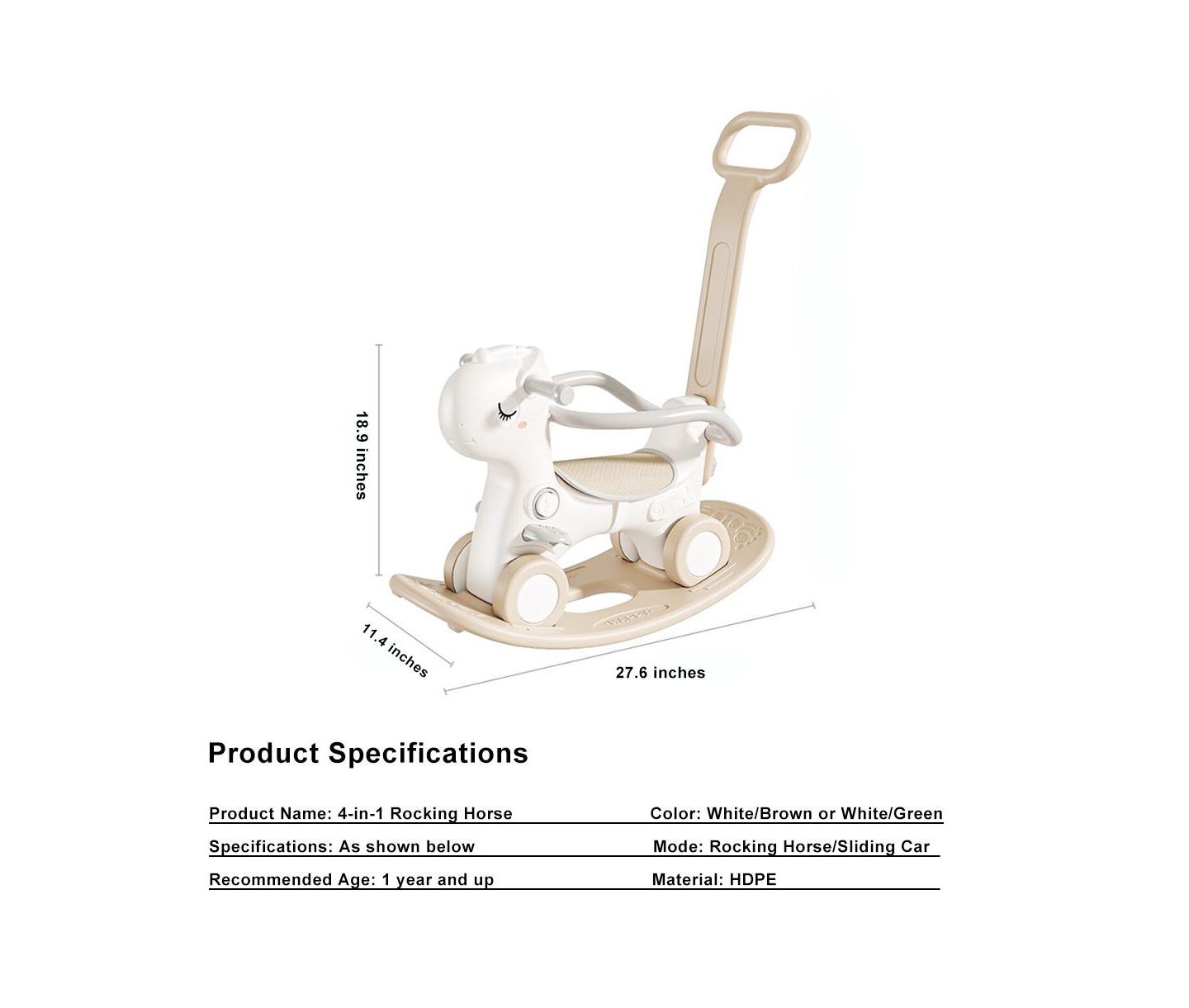 Детская игрушка Bruce & Shark 4-in-1 Musical Rocking Horse, Converts to Ride-On, Walker & Balance Board, 80 lbs, Ages 1+, цвет: Коричневый — фото 10
