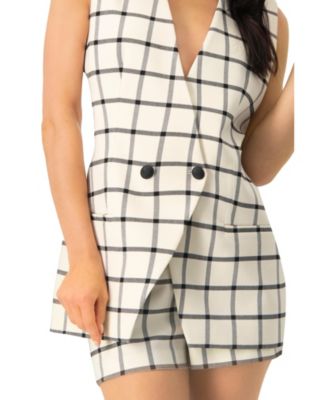 Women's Check Double Breasted Vest
