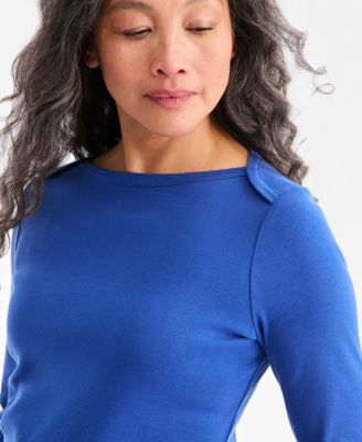 Women's Pima Cotton 3/4-Sleeve Boat-Neck Top